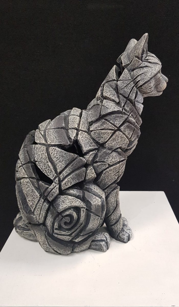 Cat Sitting Tabby by Edge Sculpture M P Gallery Free UK Delivery